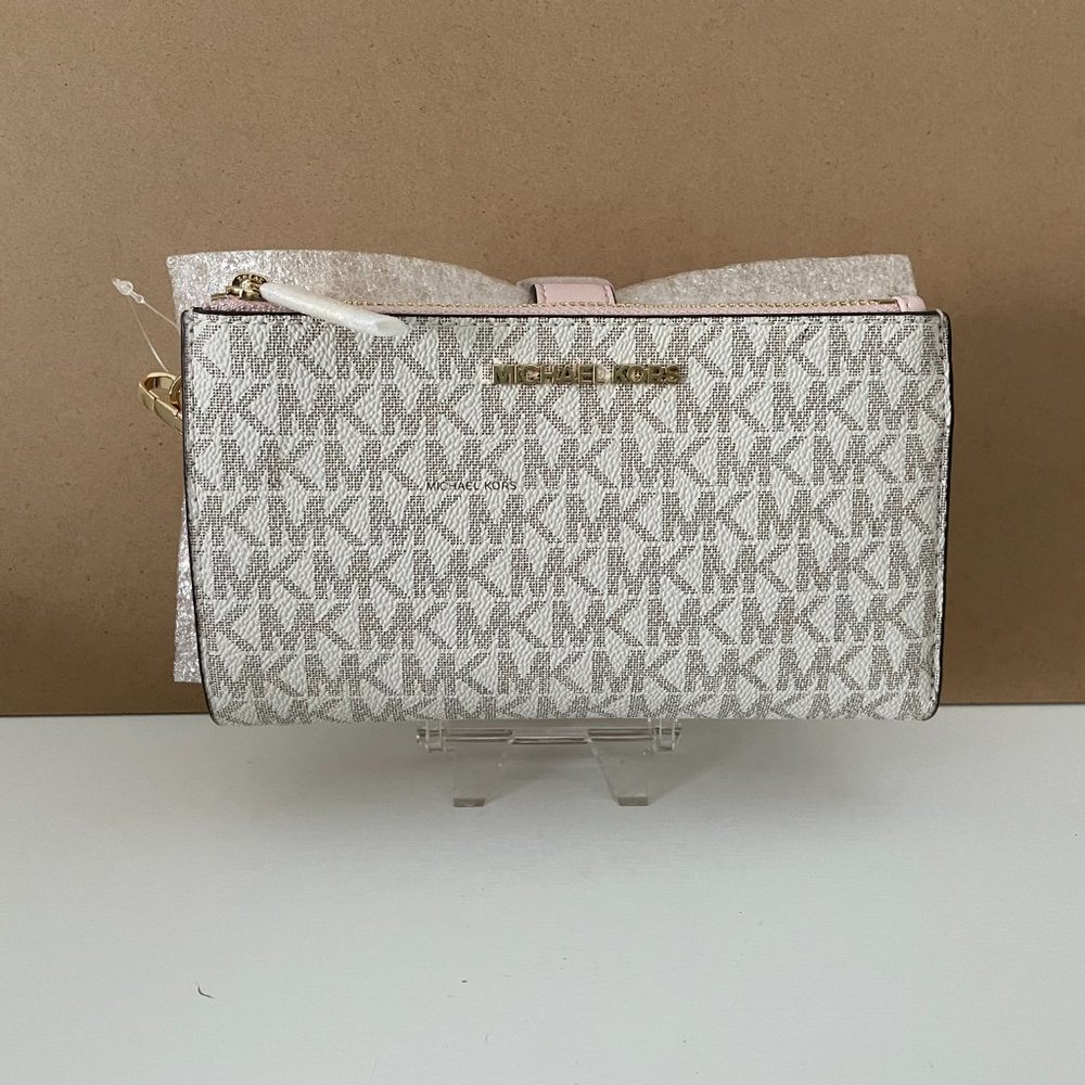 Michael Kors Pink/Vanilla Double Zip Wallet